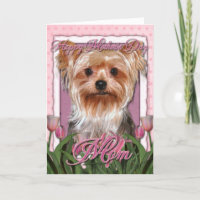 Muttertag - Pink Tulips - Yorkshire Terrier