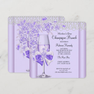 Muttertag Pretty Lilac Rose Champagner Brunch 2C Einladung