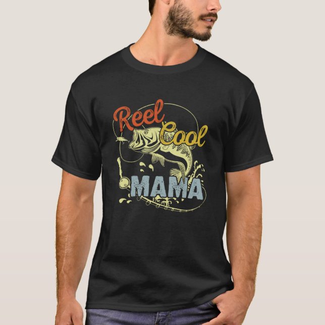 Muttertag Retro-Rollen Cool Mama Fischen T-Shirt (Vorderseite)