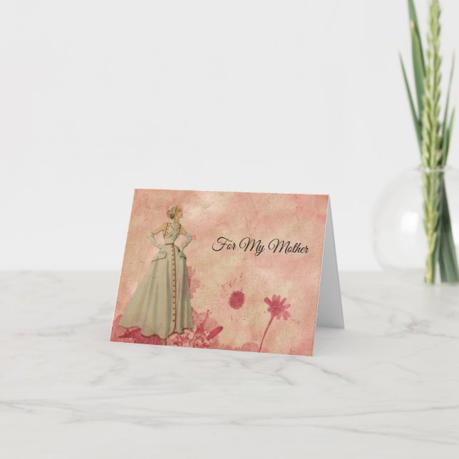 Muttertag Rosa Abstrakte Vintage Frau Feiertagskarte (Vorderseite)