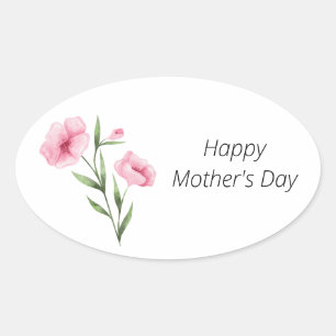 Muttertag rosa Blumenaufkleber Ovaler Aufkleber