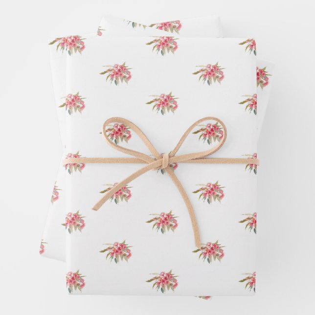 Muttertag rosa Blumenblätterpapier Set von 3 Geschenkpapier Set (Beispiel)