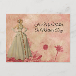 Muttertag Rosa Florale Abstrakte Vintage Frau Postkarte