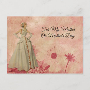 Muttertag Rosa Florale Abstrakte Vintage Frau Postkarte