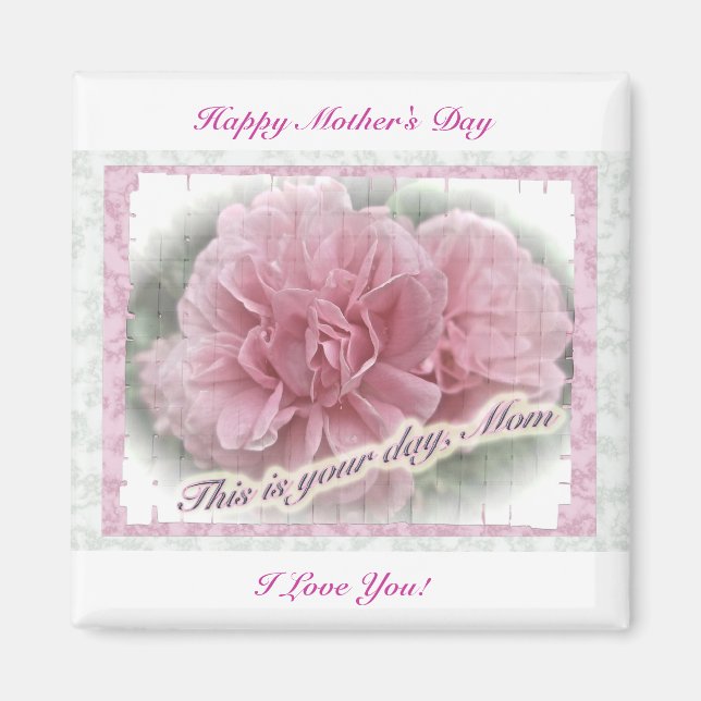 Muttertag rosa Kletterrosa Rose blüht Magnet (Vorne)