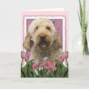 Muttertag - Rosa Tulips - Golden Doodle Karte