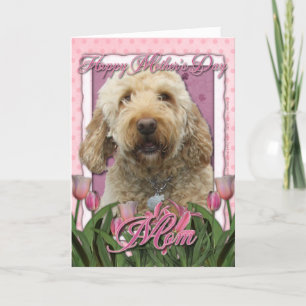 Muttertag - Rosa Tulips - Goldendoodle Karte