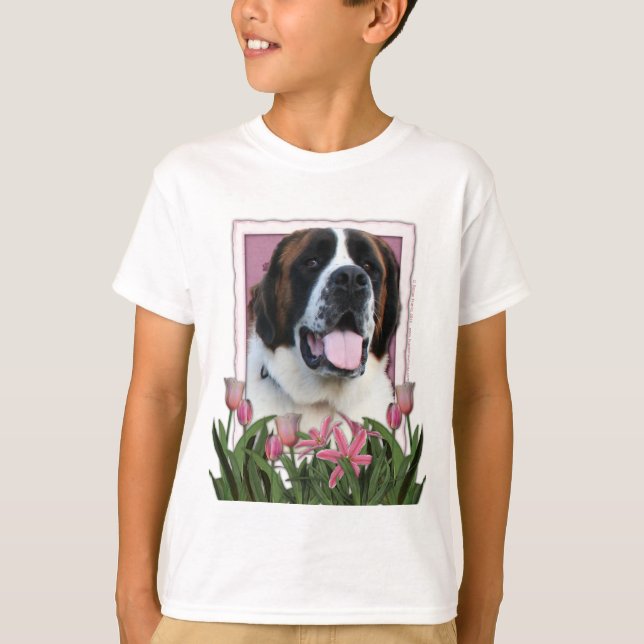 Muttertag - Rosa Tulips - Saint Bernard - Mae T-Shirt (Vorderseite)