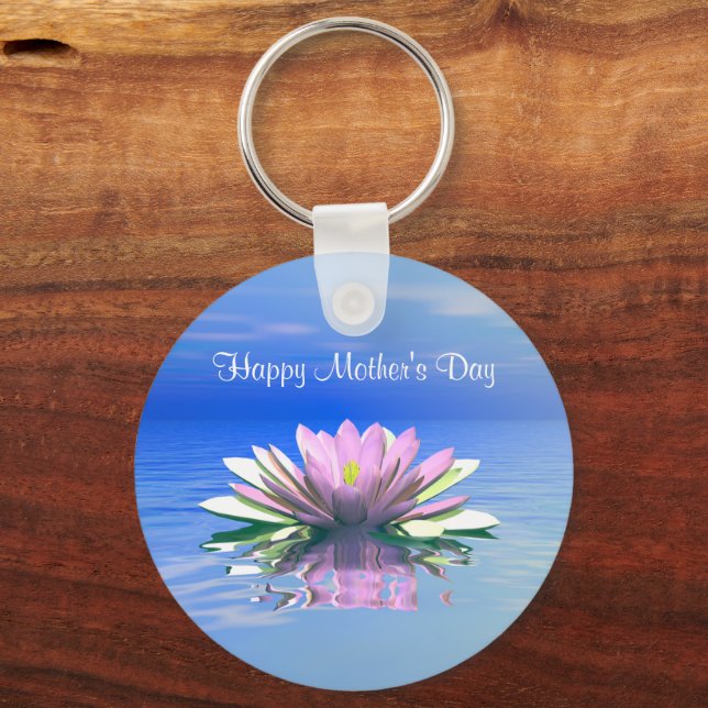 Muttertag rosa Wasserlilie Schlüsselanhänger (Vorderseite)