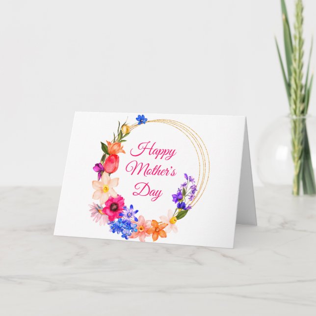 Muttertag Rosa Wildblume Karte (Vorderseite)