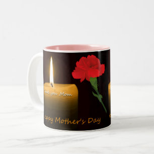 Muttertag rote Rose und Kerze Zweifarbige Tasse