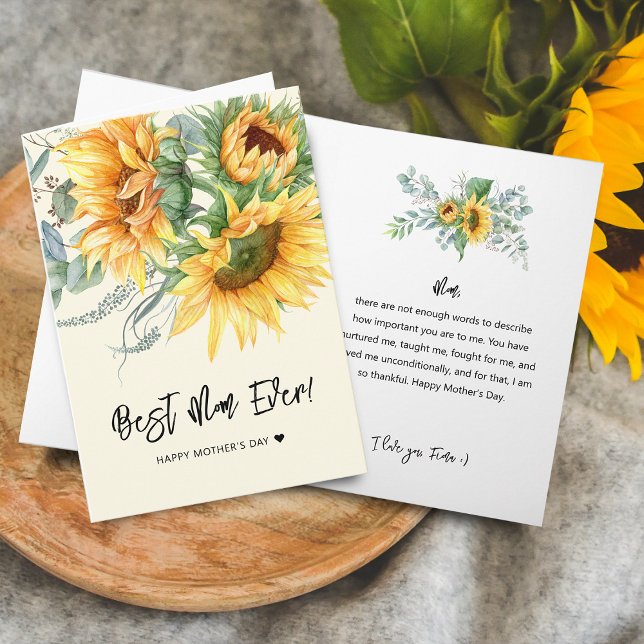 Muttertag Rustikale Sonnenblume Eukalyptus Grüne Karte (Mother's Day Rustic Sunflower Eucalyptus Greenery Card)