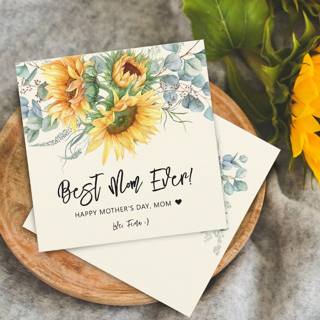 Muttertag Rustikale Sonnenblume Eukalyptus Grüne Karte (Mother's Day Rustic Sunflower Eucalyptus Greenery Card)