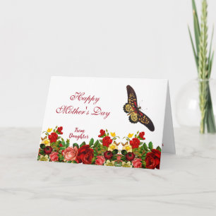 Muttertag Schmetterling Rustikale Rosen Burgunderr Karte