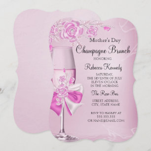 Muttertag Schöner Rosa Rosen Champagner Brunch Einladung