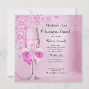 Muttertag Schöner Rosa Rosen Champagner Brunch Einladung