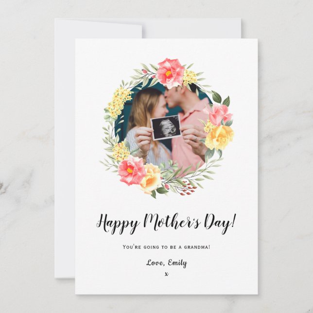 Muttertag Schwangerschaft Baby Ankündigung Blumenk (Vorderseite)