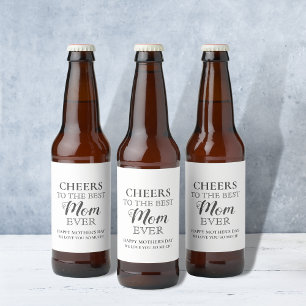 Muttertag Schwarz und Weiß CHEERS am besten Bierflaschenetikett