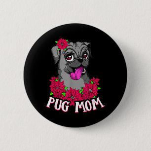 Muttertag Schwarzer Mops Hund Tiere Hunde Liebhabe Button
