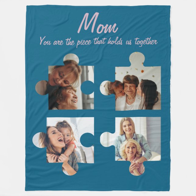 Muttertag Sondergeschenk für Mama - 4 Foto Fleecedecke (Vorderseite)