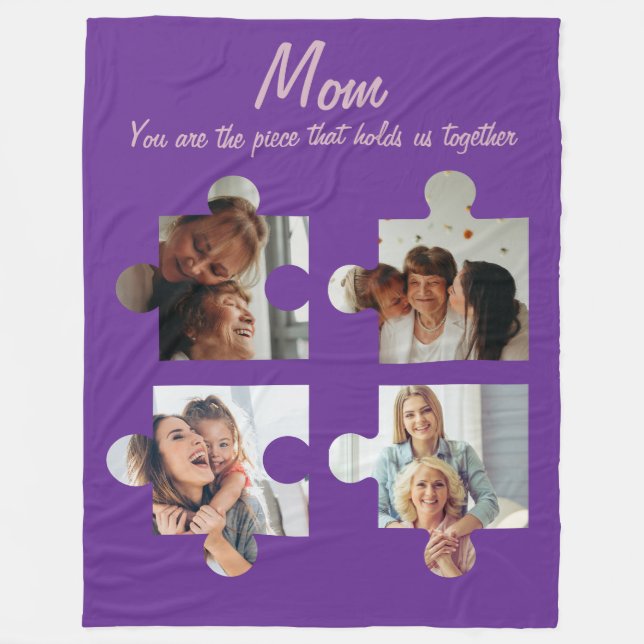Muttertag Sondergeschenk für Mama - 4 Foto Fleecedecke (Vorderseite)
