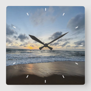 Muttertag Strand Sonnenuntergang Personalisiert Kü Quadratische Wanduhr