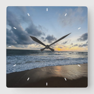 Muttertag Strand Sonnenuntergang Personalisiert Kü Quadratische Wanduhr