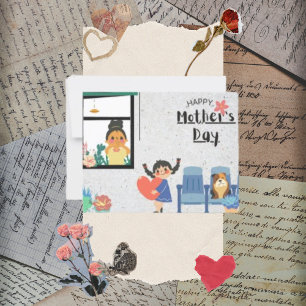 Muttertag Süße Vintage-Postkarte Karte