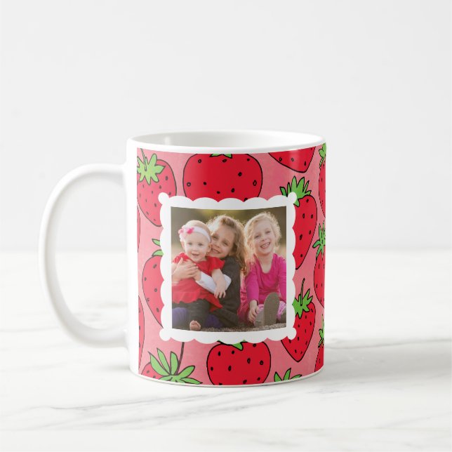 Muttertag Süßeste Erdbeeren Custom Foto Kaffeetasse (Links)