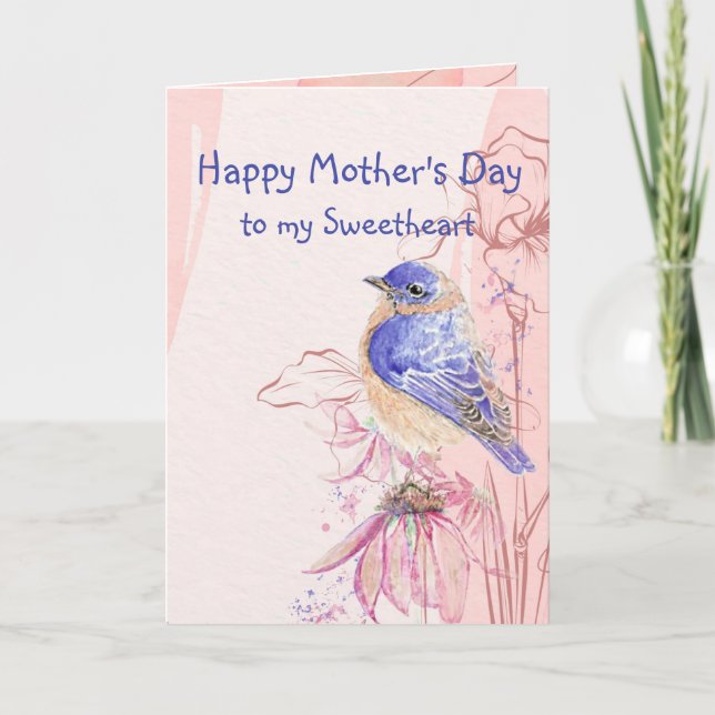 Muttertag Sweetheart Liebe Bluebird Garden Bird Karte (Vorderseite)