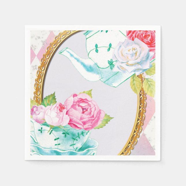 MUTTERTAG, TEE-PARTY, FERIENPAPIERPLATTE SERVIETTE (Vorderseite)