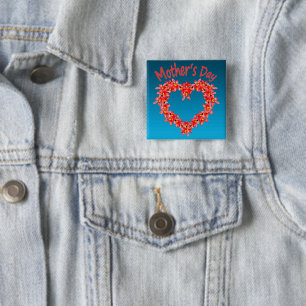 Muttertag - Tulpen-Herz-Illustration auf Blau Button