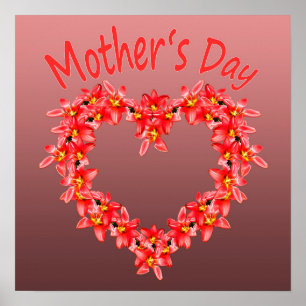 Muttertag - Tulpen-Herz-Illustration auf Rosa Poster