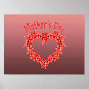 Muttertag - Tulpen-Herz-Illustration auf Rosa Poster
