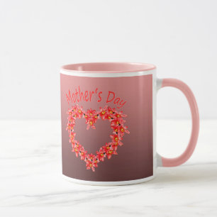 Muttertag - Tulpen-Herz-Illustration auf Rosa Tasse