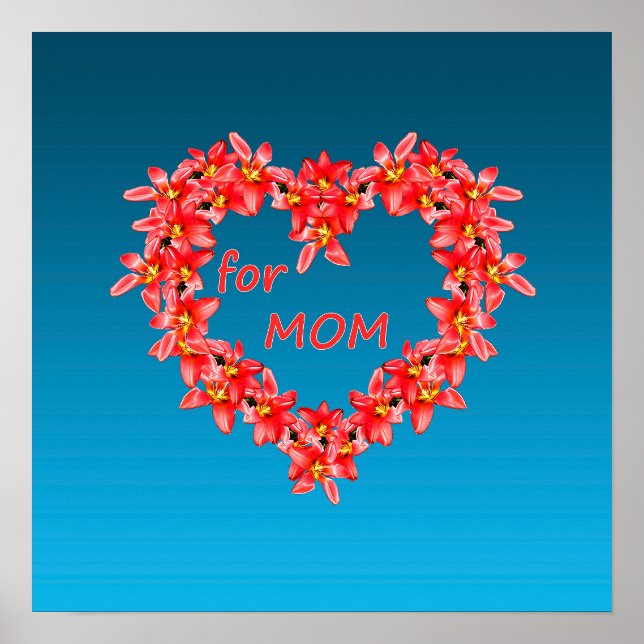 Muttertag - Tulpenherz für MUTTER - Blau |  Poster (Vorne)