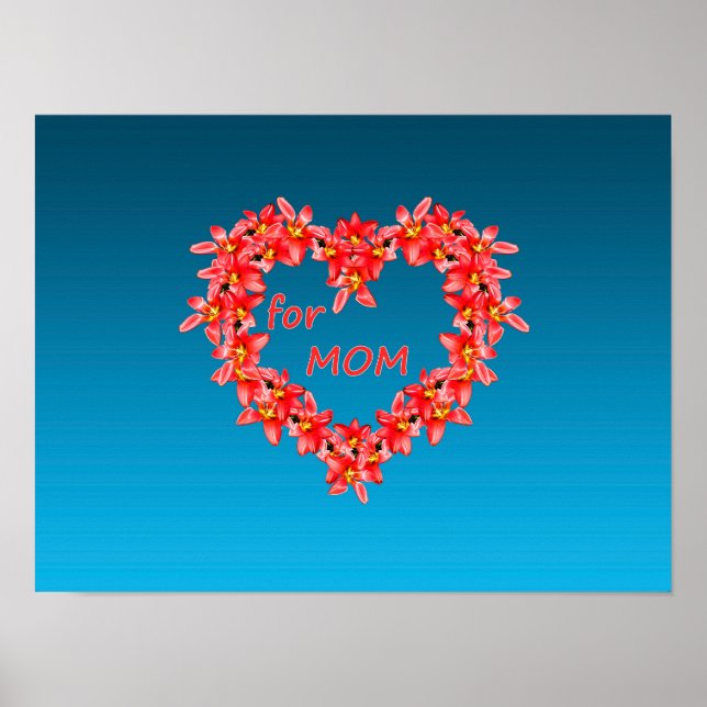 Muttertag - Tulpenherz für MUTTER - Blau |  Poster (Vorne)