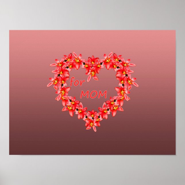 Muttertag - Tulpenherz für MUTTER - Rose |  Poster (Vorne)
