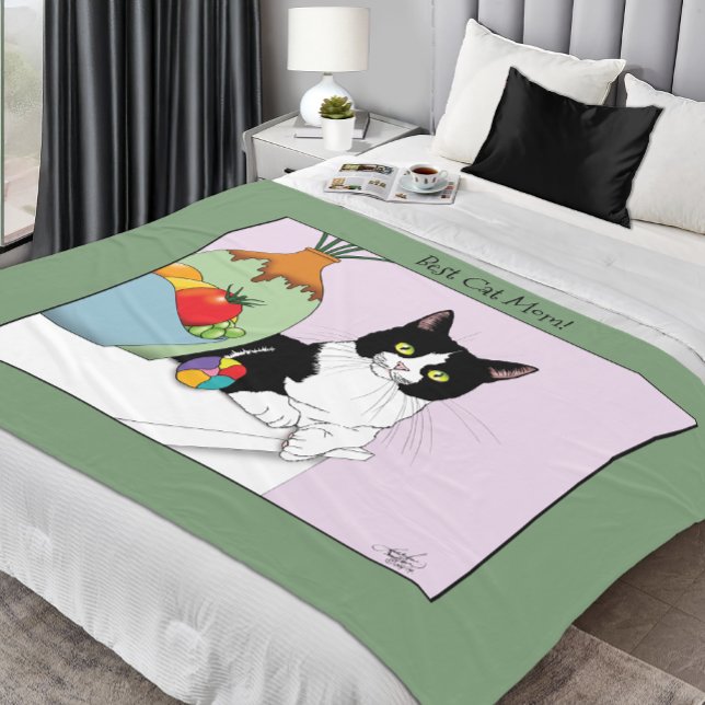 Muttertag Tuxedo Katze Fleecedecke (Von Creator hochgeladen)