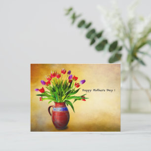 Muttertag-Vintage-Vase und Blumen Feiertagspostkarte