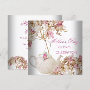 Muttertag Weiß Rosa Blumen Tee Einladung