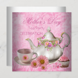 Muttertag Weißrosa Blumenkohl Tee Cupcake Einladung