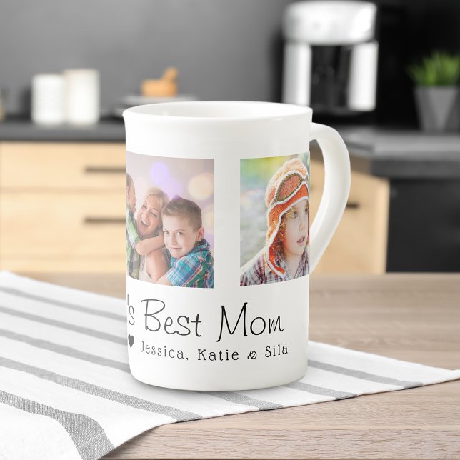 Muttertag Welt der besten Mama 3 Fotos Prozellantasse (Mother's Day World's Best Mom 3 Photos Bone China Mug)