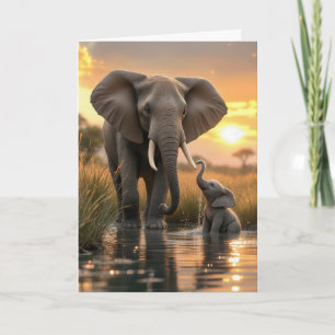 Muttertagelephant mit Baby Karte