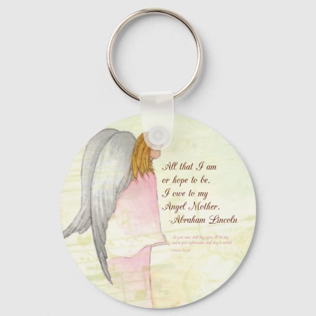 Muttertagengel religiös, rundes Geschenk Schlüsselanhänger (Vorderseite)