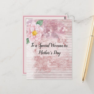 Muttertages-Distressed-Vintage-Rosa-grüne Blumen Postkarte