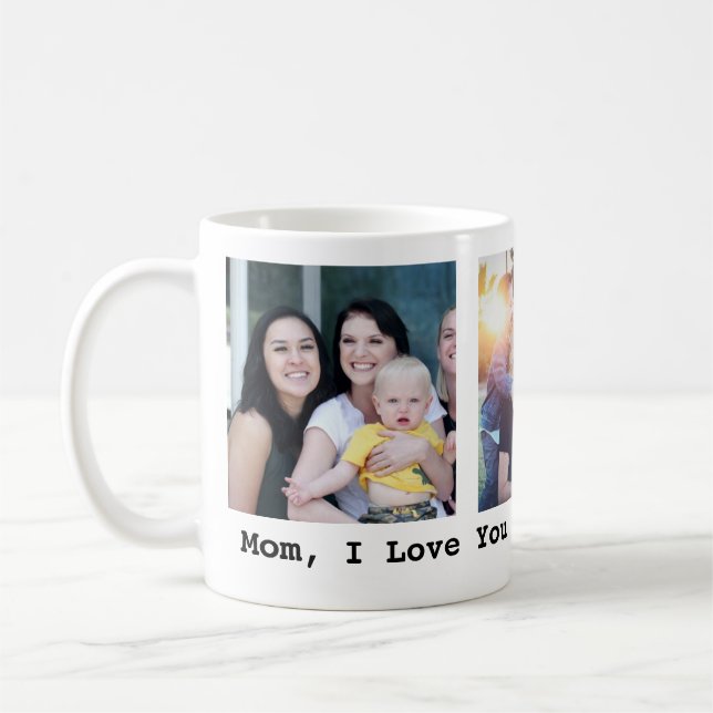 Muttertagesgeschenk 3 Foto personalisiert Kaffeetasse (Links)