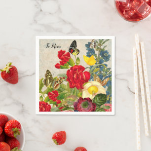 Muttertaggarnelen Rose Schmetterlinge Serviette