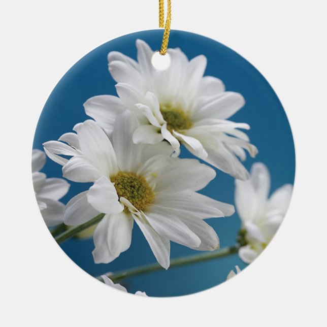 Muttertaggarten der Liebe, Daisies, Blue Sky Keramikornament (Vorne)