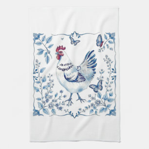 Muttertags-Blau-Porzellan-Farmhouse-Huhn Geschirrtuch